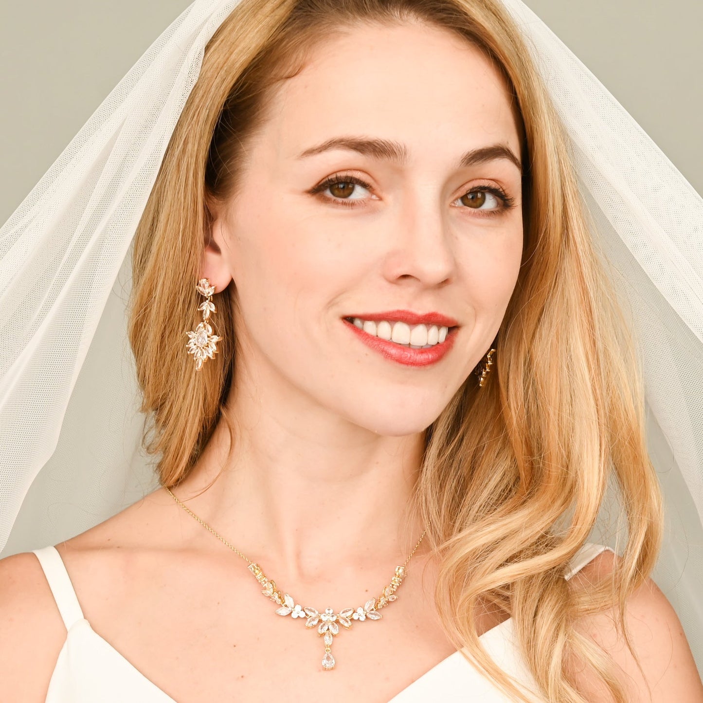 Golden Chandelier Zircon Earrings