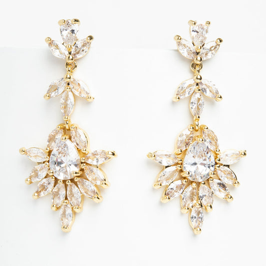 Golden Chandelier Zircon Earrings