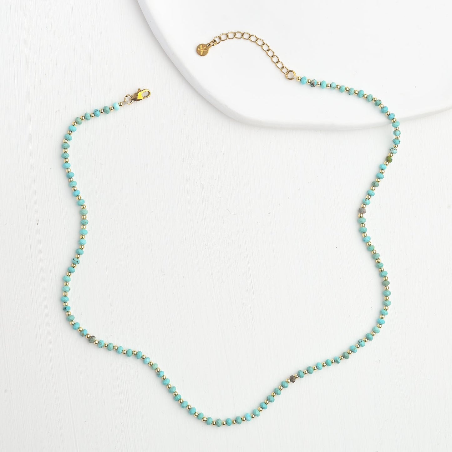 Turquoise Beaded Charm Necklace