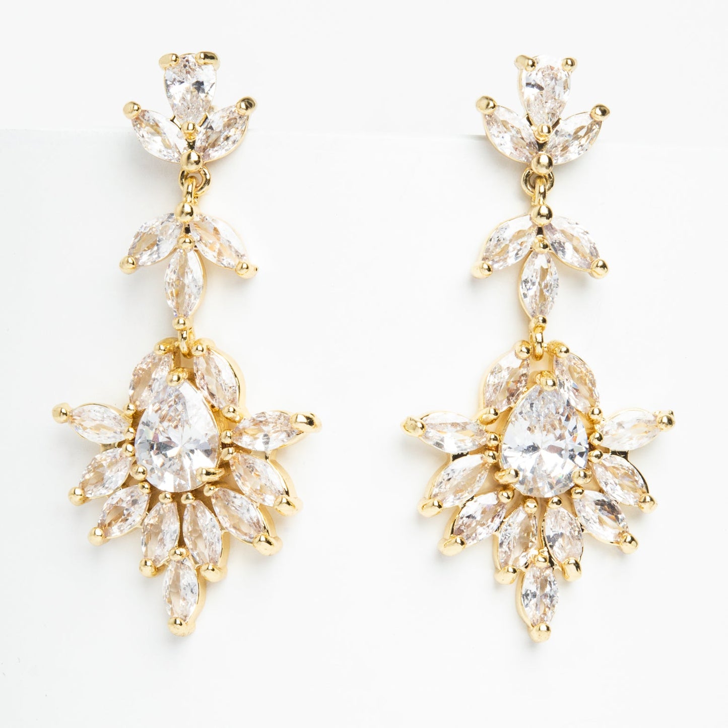 Golden Chandelier Zircon Earrings