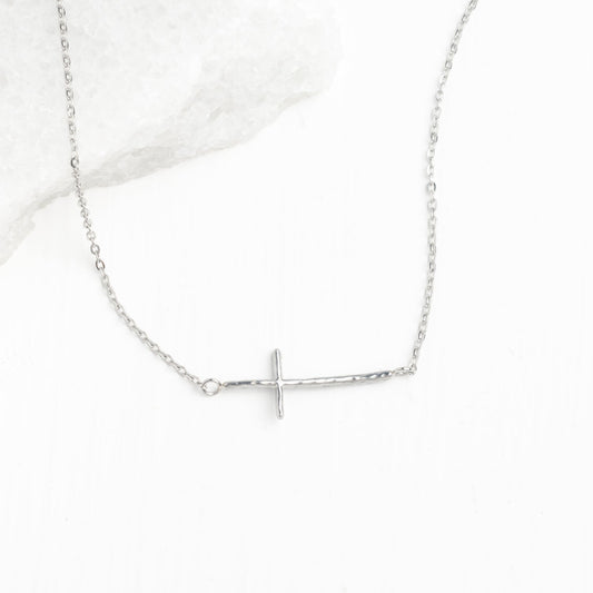 Radiant Cross Necklace in Silver